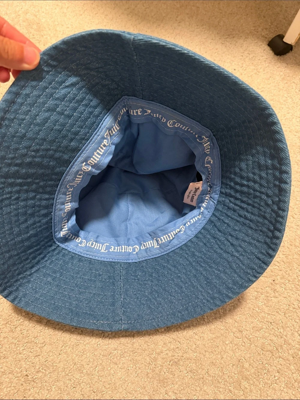 Juicy Couture Blue Denim Bucket Hat with Gold Embroidery